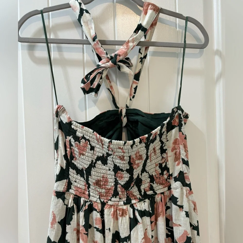 Abercrombie & Fitch Floral Strapless Maxi Dress in Pink and Green
